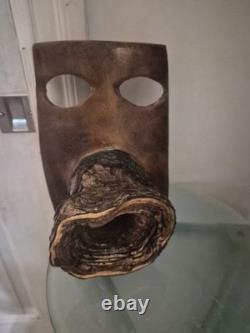 Original Folk/Outsider Art Carved Wooden Big Mouth Burl Sculpture