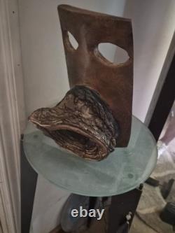 Original Folk/Outsider Art Carved Wooden Big Mouth Burl Sculpture