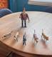Original Primitive Folk Art Santa Walking / Herding 5 Dogs Ken Lessnau Wood