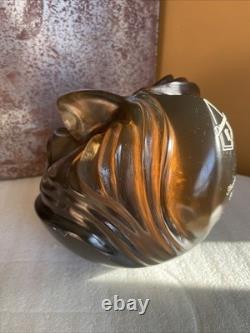 Outsider Art-Carved Bowling Ball Sculpture Face- Allen Christian House Of Balls