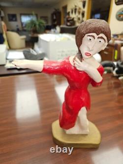 Outsider Folk Art, Hand Carved, Joe McCuaig Dancer in Red