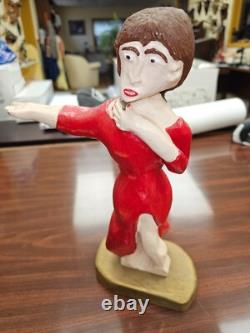 Outsider Folk Art, Hand Carved, Joe McCuaig Dancer in Red