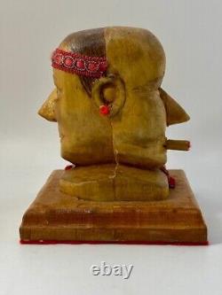 Outsider Folk Art Wood Carving Roxy & Marvin Outsider Wm Kerr Double Head