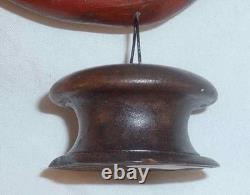 PA 20th Century Folk Art Carved Polychrome Painted Bird Mounted on Turned Knob