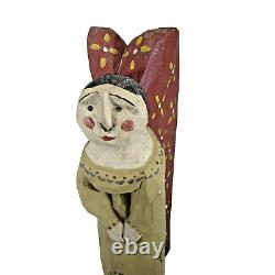 P. KOOSED folk art hand carved wood ANGEL sculpture 8 figure Xmas vtg 1983 prim