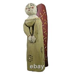 P. KOOSED folk art hand carved wood ANGEL sculpture 8 figure Xmas vtg 1983 prim