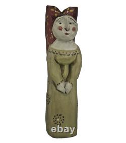 P. KOOSED folk art hand carved wood ANGEL sculpture 8 figure Xmas vtg 1983 prim