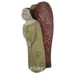 P. KOOSED folk art hand carved wood ANGEL sculpture 8 figure Xmas vtg 1983 prim