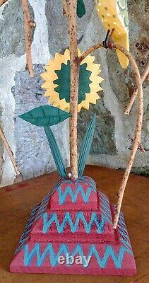 Paine Colorful Hand Carved Pennsylvania Folk Art Bird Tree