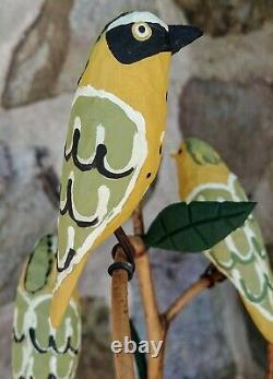 Paine Colorful Hand Carved Pennsylvania Folk Art Bird Tree