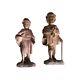 Pair Of Antique Peruvian Wooden Folk Art Statues Carved Figurines Withpatina 1920s