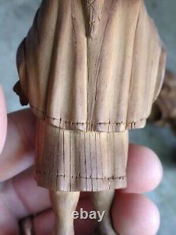 Pair Of Antique Peruvian Wooden Folk Art Statues Carved Figurines withPatina 1920s
