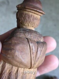 Pair Of Antique Peruvian Wooden Folk Art Statues Carved Figurines withPatina 1920s