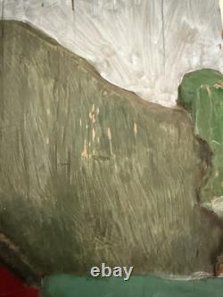 Pair Of VTG 3D Folk Art Hand Carved Wood Plaque Painted Barn Farm Covered Bridge