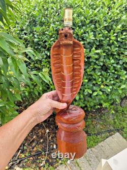 Pair of Hand Carved American Folk Art, Cobra Lamps, Outsider Art, VERY RARE