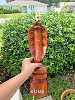 Pair of Hand Carved American Folk Art, Cobra Lamps, Outsider Art, VERY RARE