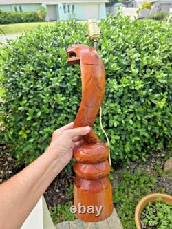 Pair of Hand Carved American Folk Art, Cobra Lamps, Outsider Art, VERY RARE