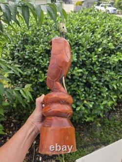 Pair of Hand Carved American Folk Art, Cobra Lamps, Outsider Art, VERY RARE