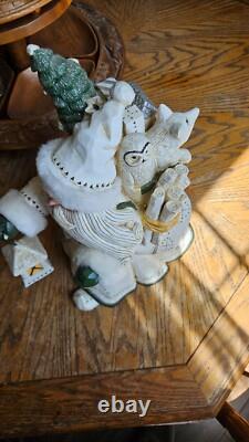 Pam Schifferl Santa Woodland Animals Christmas Carved Folk Art RETIRED HTF Wolf
