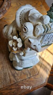 Pam Schifferl Santa Woodland Animals Christmas Carved Folk Art RETIRED HTF Wolf