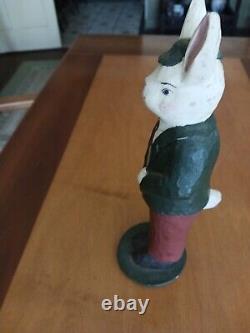 Paul Rolfe Carved Wooden Folk Art Rabbit. Paul Rolfe taught at John C. Campbell
