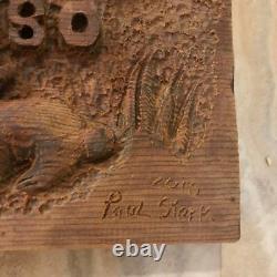 Paul Stark Home Greeting Wood Carving Sculpture Folk Art