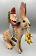 Peggy Herrick 1989 Hand Carved Wood Santa On A Rabbit Easter Christmas Awesome