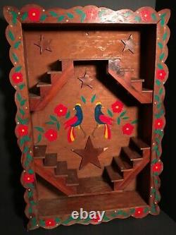 Pennsylvania Dutch Painted Wood Stairway To Heaven Shelf, Circa 1940, Excellent