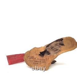Phillip E Brown (1955-2011) Carved Cardinal Bird on Driftwood Folk Art Sculpture