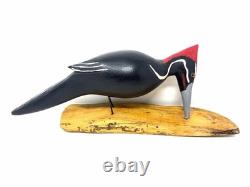 Pileated Woodpecker Folk Art Wood Carving Signed by Jim Slack