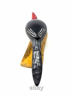 Pileated Woodpecker Folk Art Wood Carving Signed by Jim Slack
