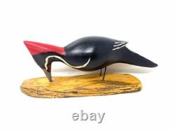 Pileated Woodpecker Folk Art Wood Carving Signed by Jim Slack