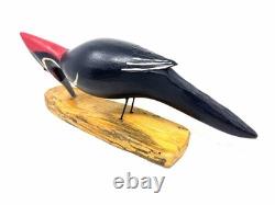 Pileated Woodpecker Folk Art Wood Carving Signed by Jim Slack
