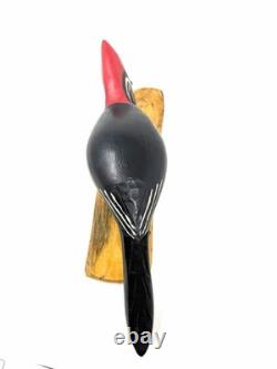 Pileated Woodpecker Folk Art Wood Carving Signed by Jim Slack