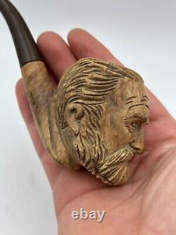 Pipe & Folk Art & Carved Wood & Head & Man