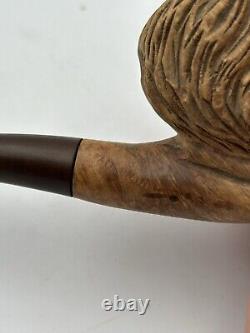 Pipe & Folk Art & Carved Wood & Head & Man