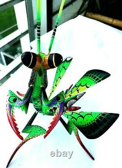 Praying Mantis Alebrije Blas Hand-painted Oaxacan Wood Carving Oaxaca Folk Art