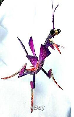 Praying Mantis Alebrije Blas Hand-painted Oaxacan Wood Carving Oaxaca Folk Art