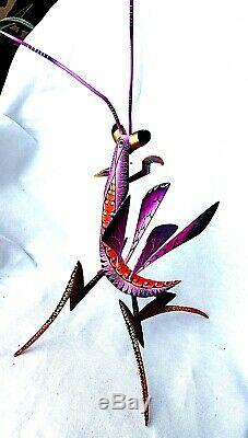 Praying Mantis Alebrije Blas Hand-painted Oaxacan Wood Carving Oaxaca Folk Art