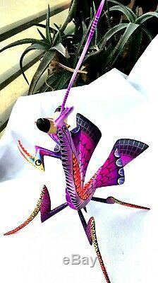 Praying Mantis Alebrije Blas Hand-painted Oaxacan Wood Carving Oaxaca Folk Art