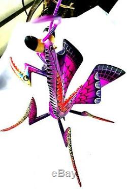 Praying Mantis Alebrije Blas Hand-painted Oaxacan Wood Carving Oaxaca Folk Art