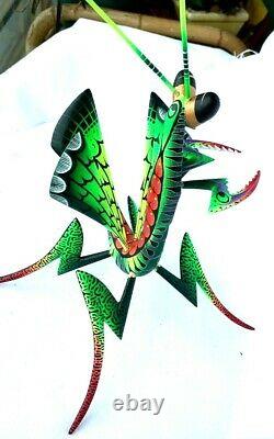 Praying Mantis Alebrije Blas Hand-painted Oaxacan Wood Carving Oaxaca Folk Art