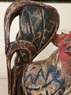 Primitive American Folk Art Carved Wooden Rooster Sculpture NY Collector Estate