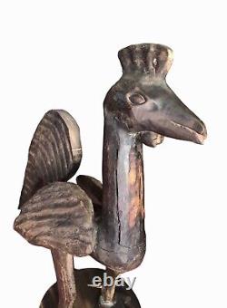 Primitive Antique Folk Art Hand Carved Rustic Giant Wooden Chicken American Bird