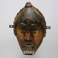 Primitive Antique Folk Art Style Carved Wooded Gladiator Head Portrait Of Thor