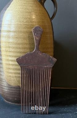 Primitive Antique Hand Carved Wood Hair Pick Comb Tribal Ethnographic Folk Art