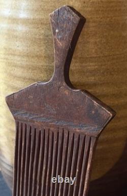 Primitive Antique Hand Carved Wood Hair Pick Comb Tribal Ethnographic Folk Art