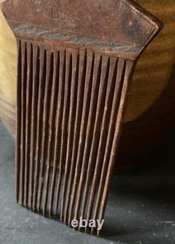 Primitive Antique Hand Carved Wood Hair Pick Comb Tribal Ethnographic Folk Art
