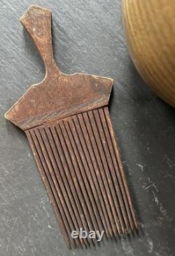 Primitive Antique Hand Carved Wood Hair Pick Comb Tribal Ethnographic Folk Art