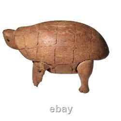 Primitive Antique Wood Carved Turtle Folk Art 3.5 Civil War Era Vintage 1800s